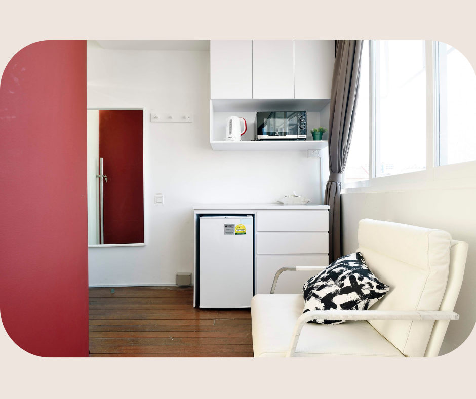 Private kitchenette space in Red Dragon House, designed for modern coliving in Singapore with minimalist, functional style.